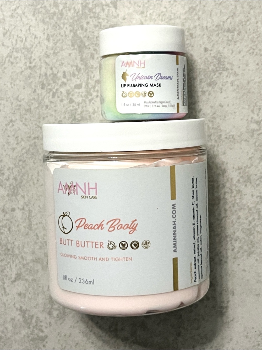 NWT Aminnah Peach Booty Butt Butter, Unicorn Lip Plumping Mask